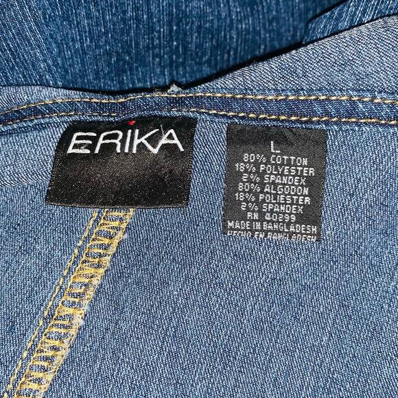 Erika 90s Y2K Large zip up front denim hooded jacket - Picture 7 of 8